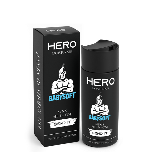 mens Moisturiser bottle and packaging on a white background.